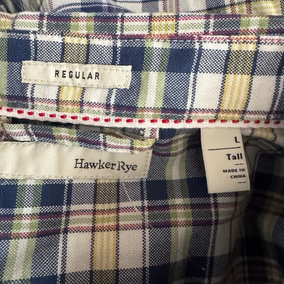 Hawker Rye Long Sleeve Button Down Shirt Multicolor Plaid NWT Men L Tall - Picture 7 of 9